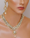Goldpolish white kundan set-2189