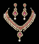 Goldpolish pink and white kundan set-2191