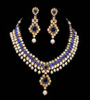 Goldpolish Deep blue and white kundan set-2192
