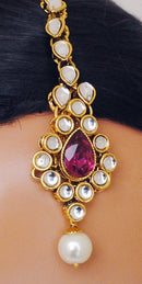 Goldpolish fusicha pink and white kundan set-2194