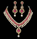 Goldpolish fusicha pink and white kundan set-2194