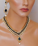 Goldpolish black and white kundan set-2196