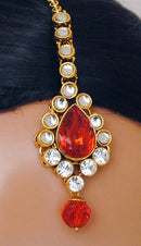 Golpdolish Orange and white kundan set-2198