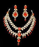 Golpdolish Orange and white kundan set-2198