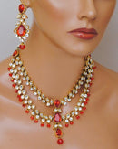 Golpdolish Orange and white kundan set-2198