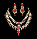 Goldpolish red and white kundan set-2200