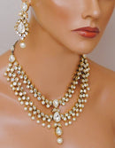 Goldpolish white kundan Set-2201