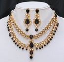 Goldpolish black and white kundan set-2203