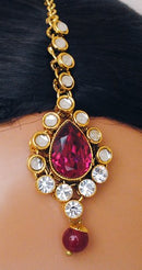 Goldpolish fusicha pink and white kundan set-2204