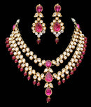 Goldpolish fusicha pink and white kundan set-2204