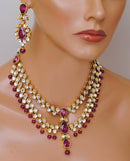 Goldpolish fusicha pink and white kundan set-2204