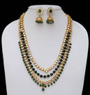 Goldpolish emerald green and white kundan set-2205
