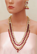 Goldpolish Fusicha pink and white kundan set-2206