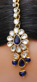 Goldpolish blue and white kundan set-2208
