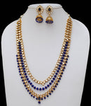 Goldpolish blue and white kundan set-2208