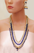 Goldpolish blue and white kundan set-2208