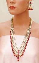 Goldpolish Fusicha pink and white kundan set-2211