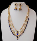 Goldpolish blue and white kundan set-2212
