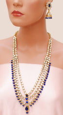 Goldpolish blue and white kundan set-2212
