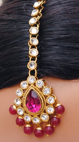 Goldpolish fusicha pink and white kundan set-2214