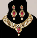 Goldpolish fusicha pink and white kundan set-2220