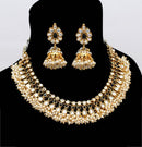 Goldpolish black and white kundan set-2230