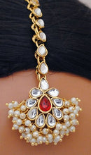 Goldpolish red and white kundan set-2231