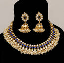 Goldpolish blue and white kundan set-2234