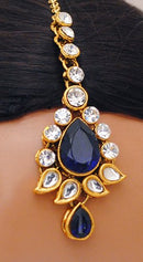 Goldpolish blue and white kundan set-2239