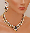 Goldpolish blue and white kundan set-2239