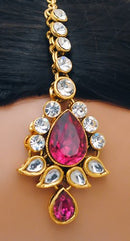 Goldpolish fusicha pink and white kundan set-2240