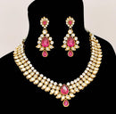 Goldpolish fusicha pink and white kundan set-2240