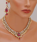 Goldpolish fusicha pink and white kundan set-2240