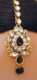 Goldpolish black and white kundan set-2245