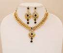 Goldpolish black and white kundan set-2245
