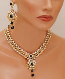 Goldpolish black and white kundan set-2245