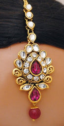 Goldpolish fusicha pink and white kundan set-2247