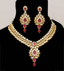 Goldpolish fusicha pink and white kundan set-2247