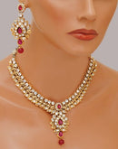 Goldpolish fusicha pink and white kundan set-2247