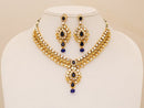 Goldpolish blue and white kundan set-2248
