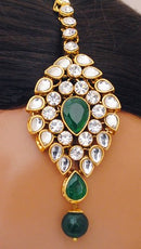 Goldpolish green and white kundan set-2250