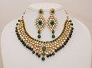 Goldpolish green and white kundan set-2250