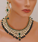 Goldpolish green and white kundan set-2250