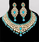 Goldpolish blue and white kundan set-2251