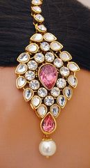 Goldpolish pink and white kundan set-2252