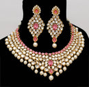 Goldpolish pink and white kundan set-2252