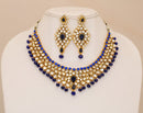 Goldpolish blue and white kundan set-2253