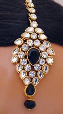 Goldpolish black and white kundan set-2254