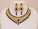 Goldpolish black and white kundan set-2254