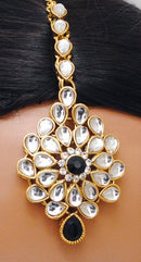 Goldpolish black and white kundan set-2256